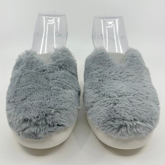 Toms Alpargata Mule Slippers WMNS 5.5 Blue/Grey Faux Fur Mallow Slip On Shoe - Picture 2 of 8